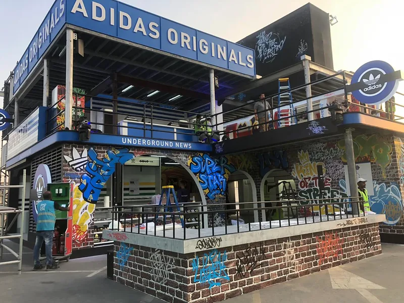 Adidas Originals experiential event space with custom street art at Sole DXB