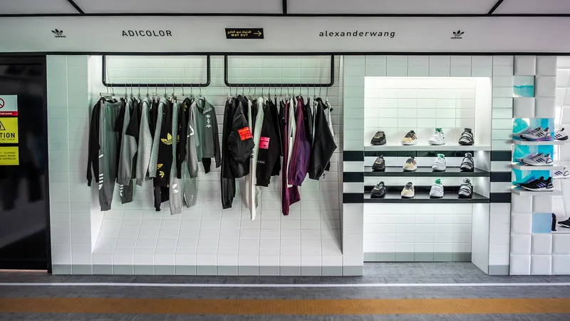 Adidas apparel and footwear display at the Sole DXB brand experience