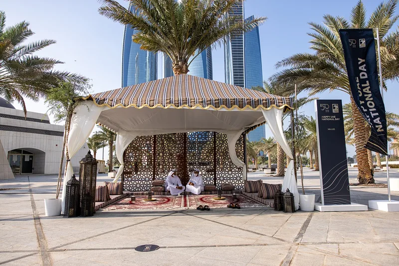 Traditional Emirati hospitality majlis at the ADNOC Jubilee and UAE National Day celebration
