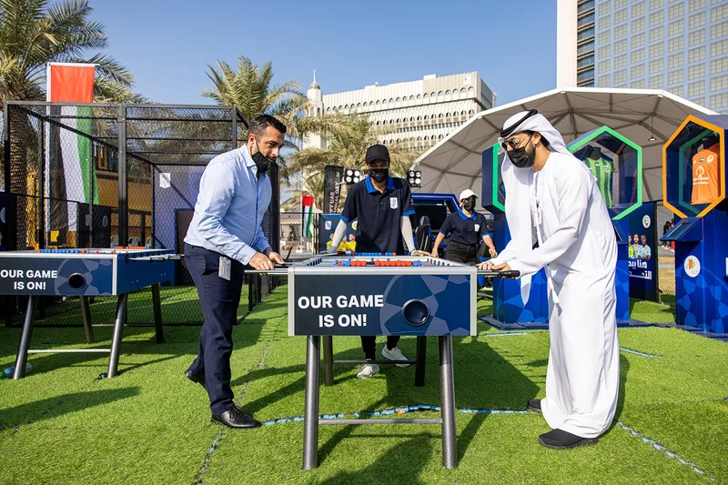 Interactive table football activity at the ADNOC Jubilee event