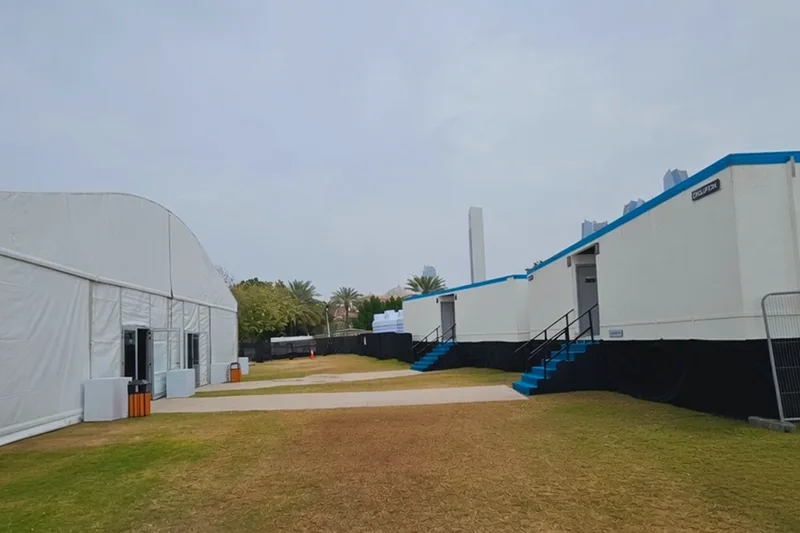 Temporary event facilities and infrastructure installed for large-scale event operations