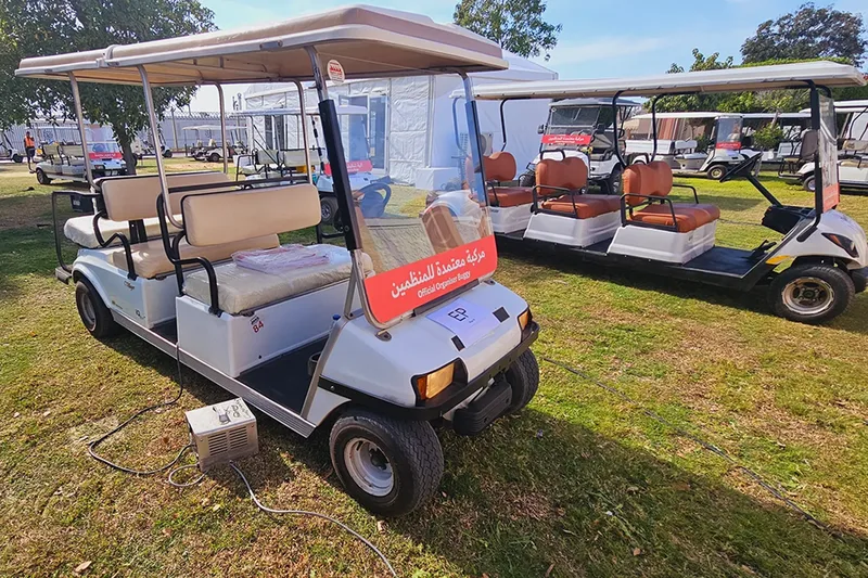 Electric event transport buggies supporting guest and operational site logistics