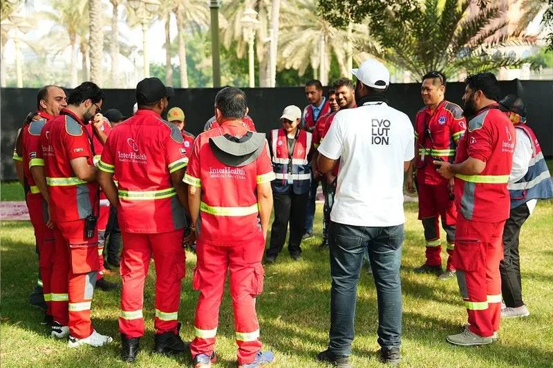 Evolution Events site team coordinating safety and emergency services during event operations