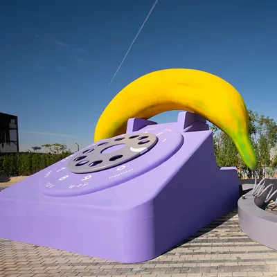 Oversized interactive telephone installation for an experiential brand activation