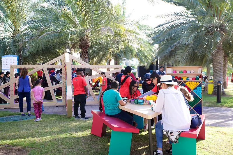 Families taking part in interactive activities at Mother of the Nation Festival