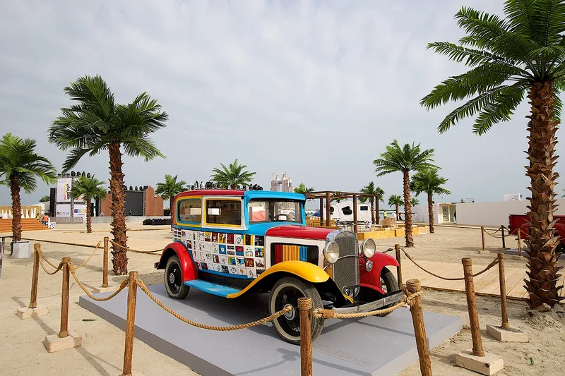 Vintage vehicle display at Mother of the Nation Festival Abu Dhabi