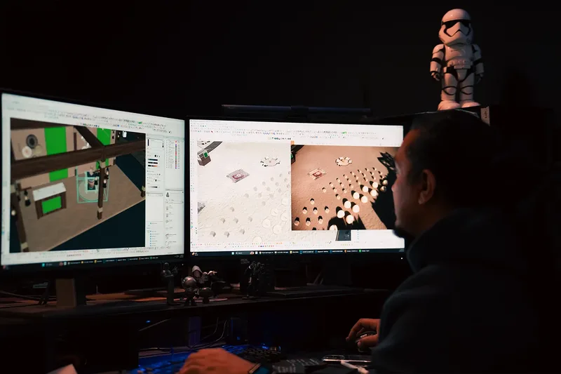 3D event designer developing a custom event environment and spatial layout