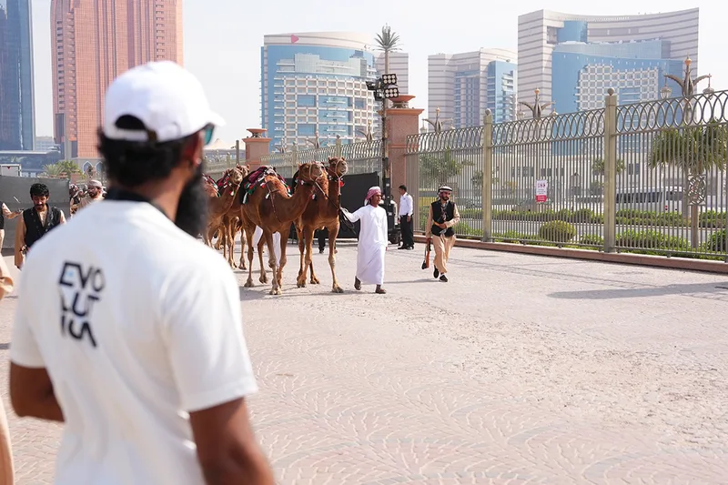 Event operations team coordinating logistics around ceremonial horses