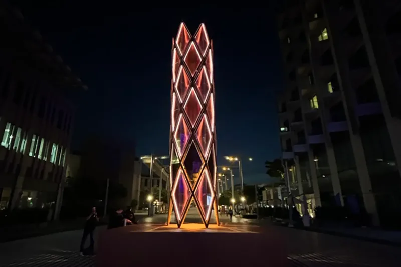 Large-scale illuminated public art installation for an outdoor event
