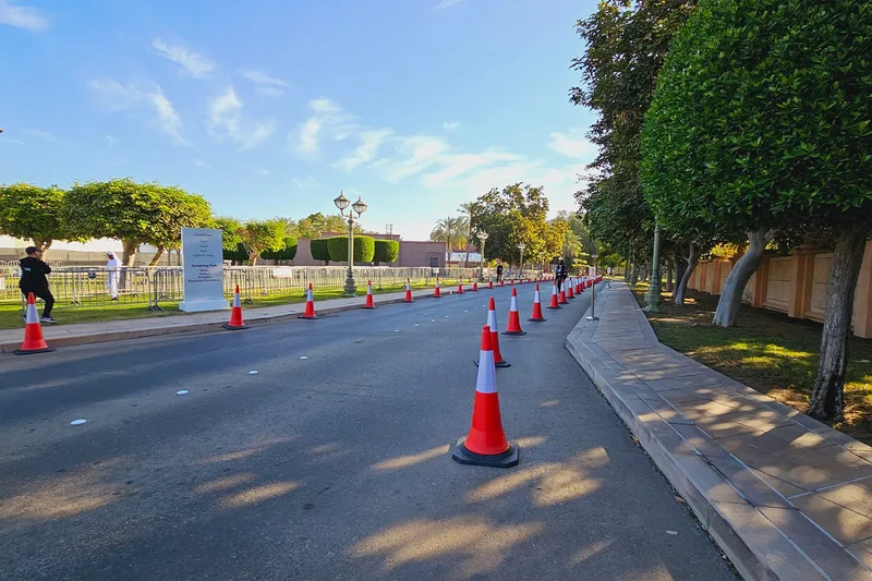 Event traffic management and vehicle access route with safety barriers
