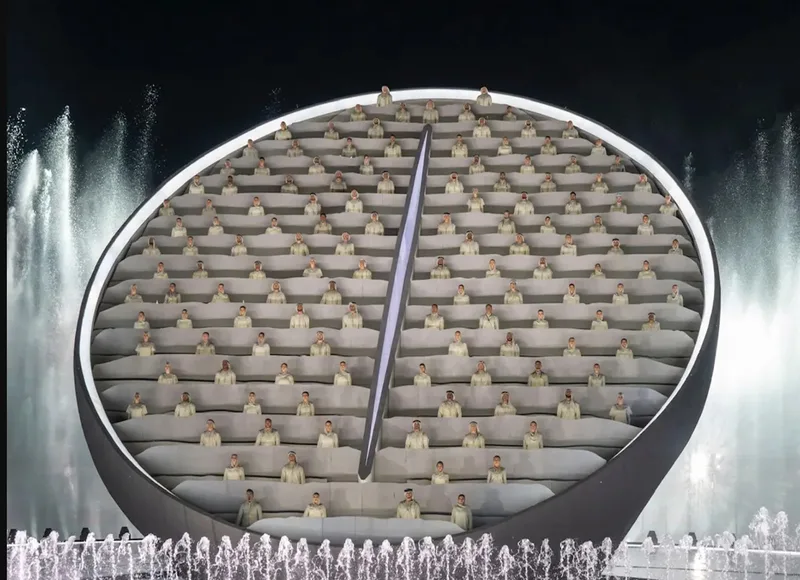 UAE 50th National Day stage featuring illuminated architectural structures at Hatta Dam